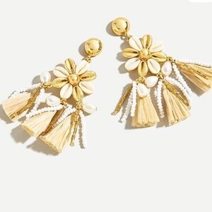 J. Crew Small Shell and Fresh Water Pearl Tassel Earrings